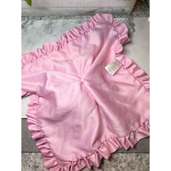 Carters Rattle Lovey Security Blanket Plush Pink White Satin Bird Owl Heart - Picture 4 of 6